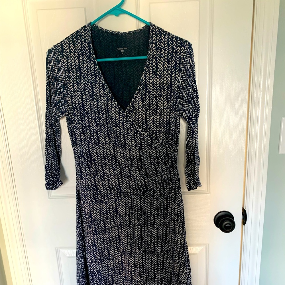 Blue and white cotton knit dress